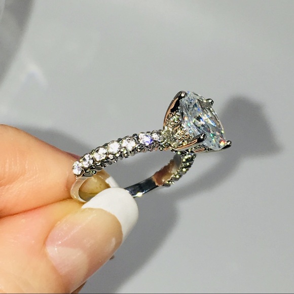 14k white gold engagement diamond wedding ring - Picture 8 of 8